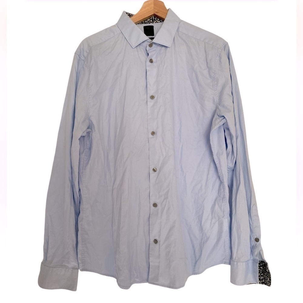 H&M SLIM FIT LIGHT BLUE DRESS SHIRT SIZE LARGE